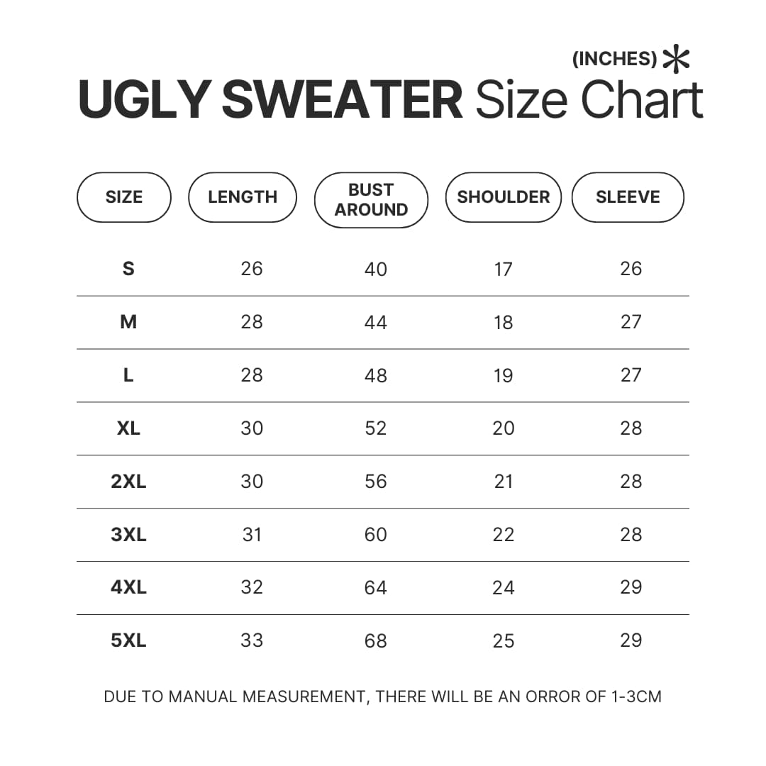 Ugly Sweater Size Chart - Bloodborne Store