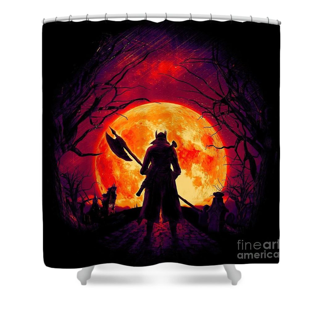 A Blood Moons Night Bloodborne Shower Curtain