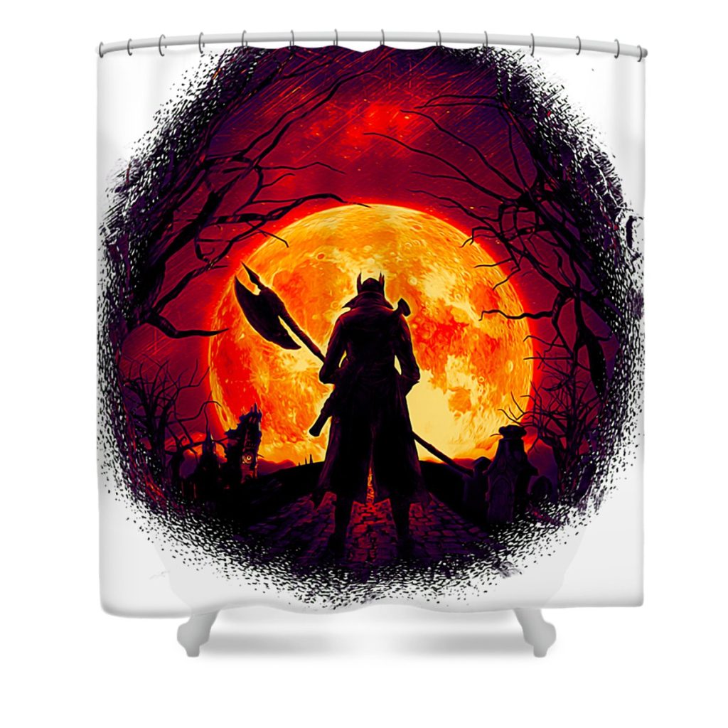 A Blood Moons Night Bloodborne Shower Curtain