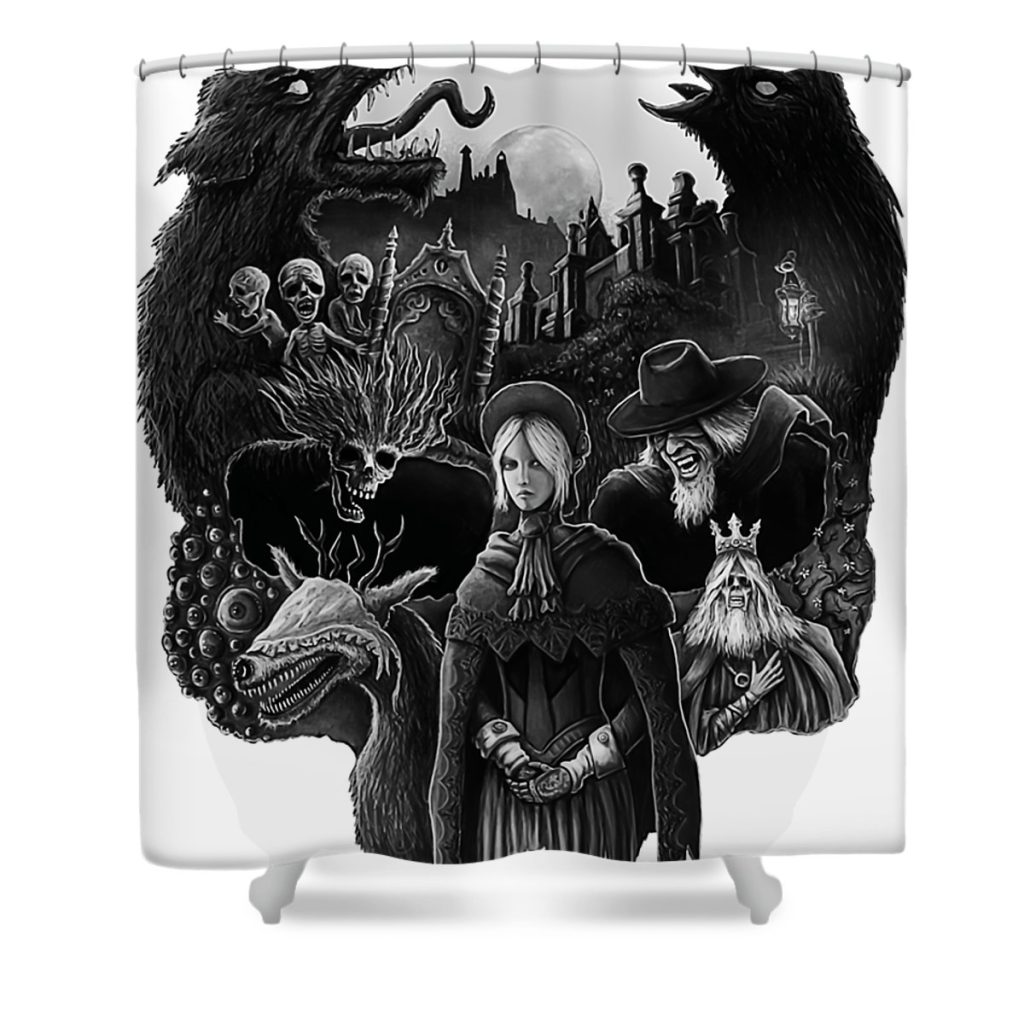 Bloodborne Skull Shower Curtain