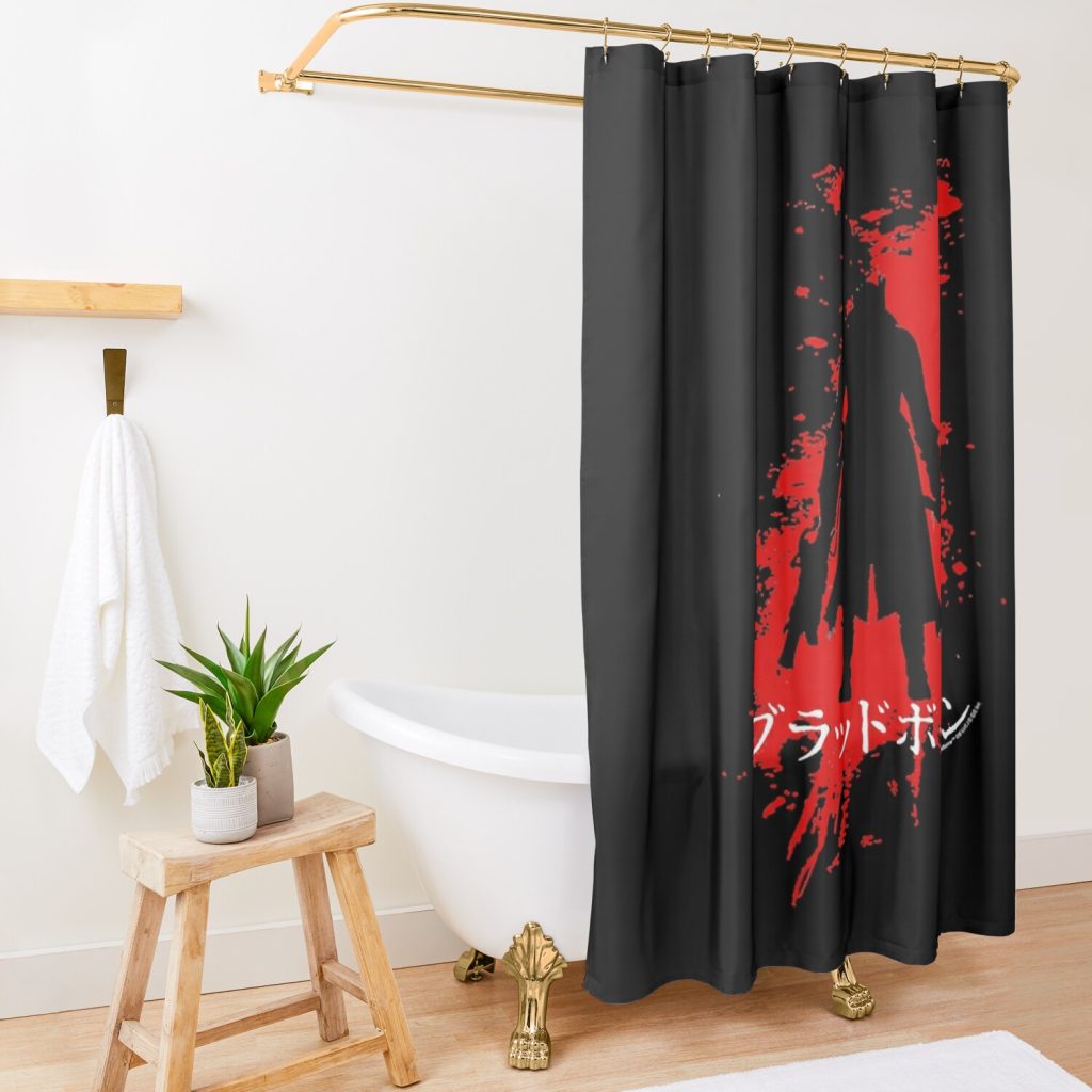 Blood-Borne Splatter Kanji Shower Curtain